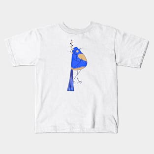 Blue love bird with yellow flowers for Ukraine Kids T-Shirt